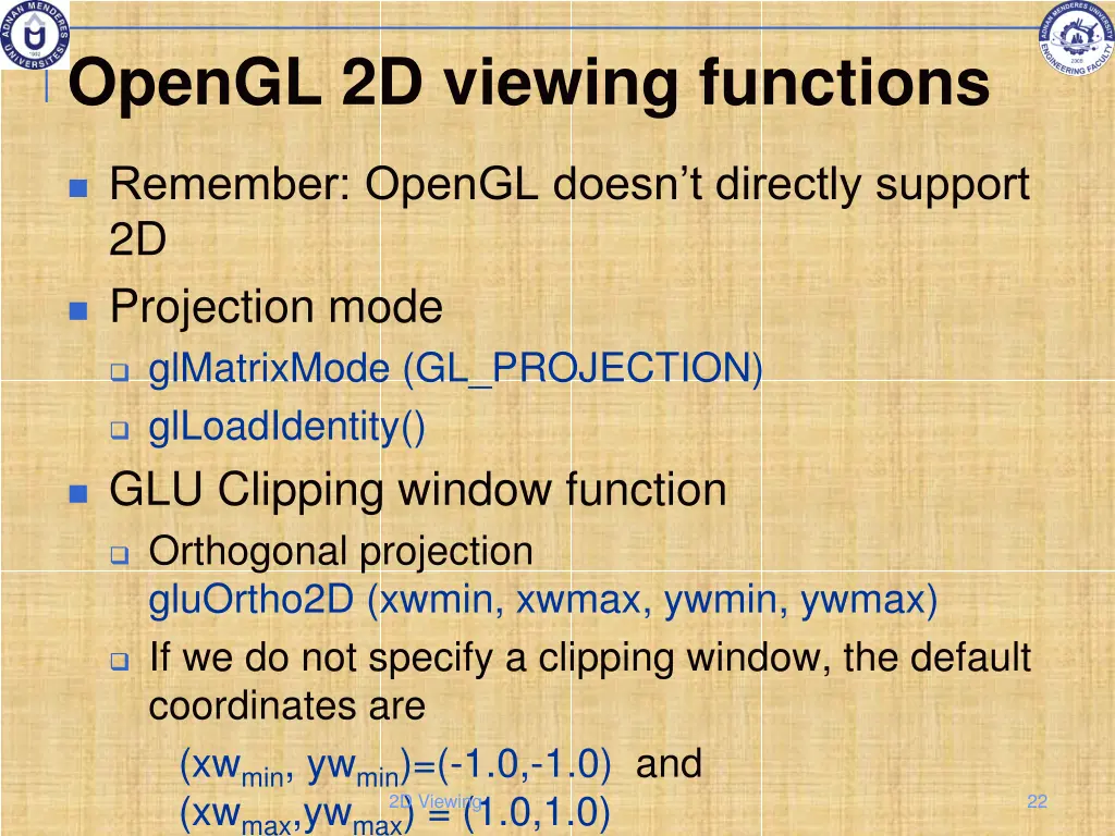 opengl 2d viewing functions