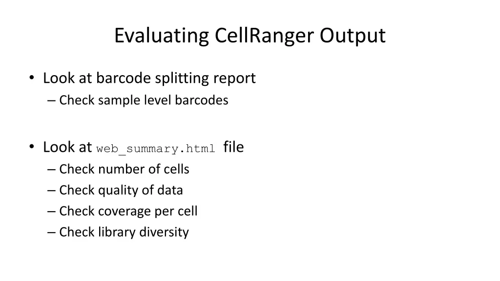 evaluating cellranger output