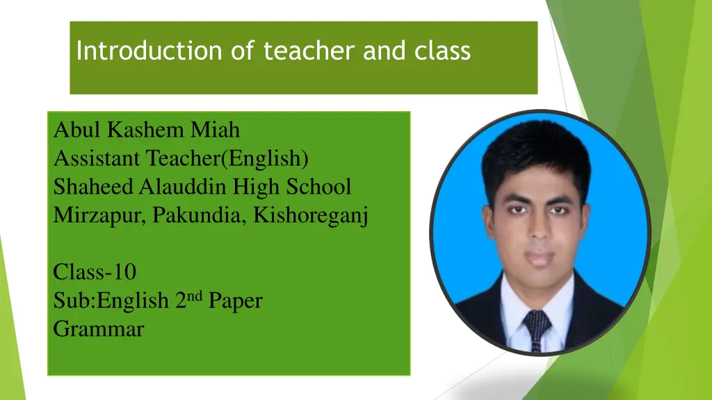 introduction of teacher and class