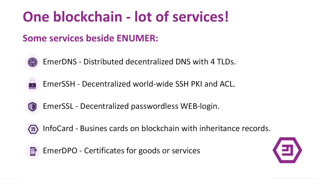 one blockchain lot of services