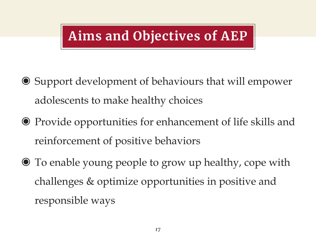 aims and objectives of aep