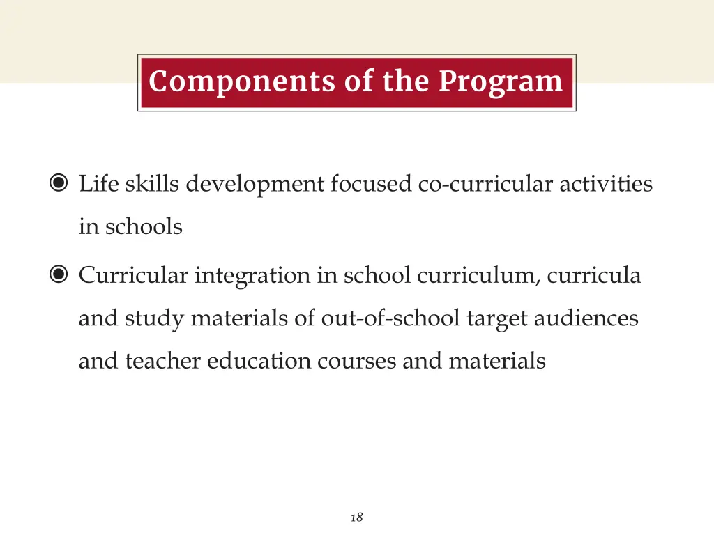 components of the program