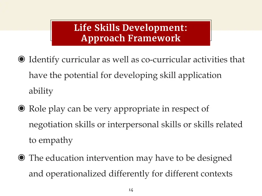 life skills development approach framework