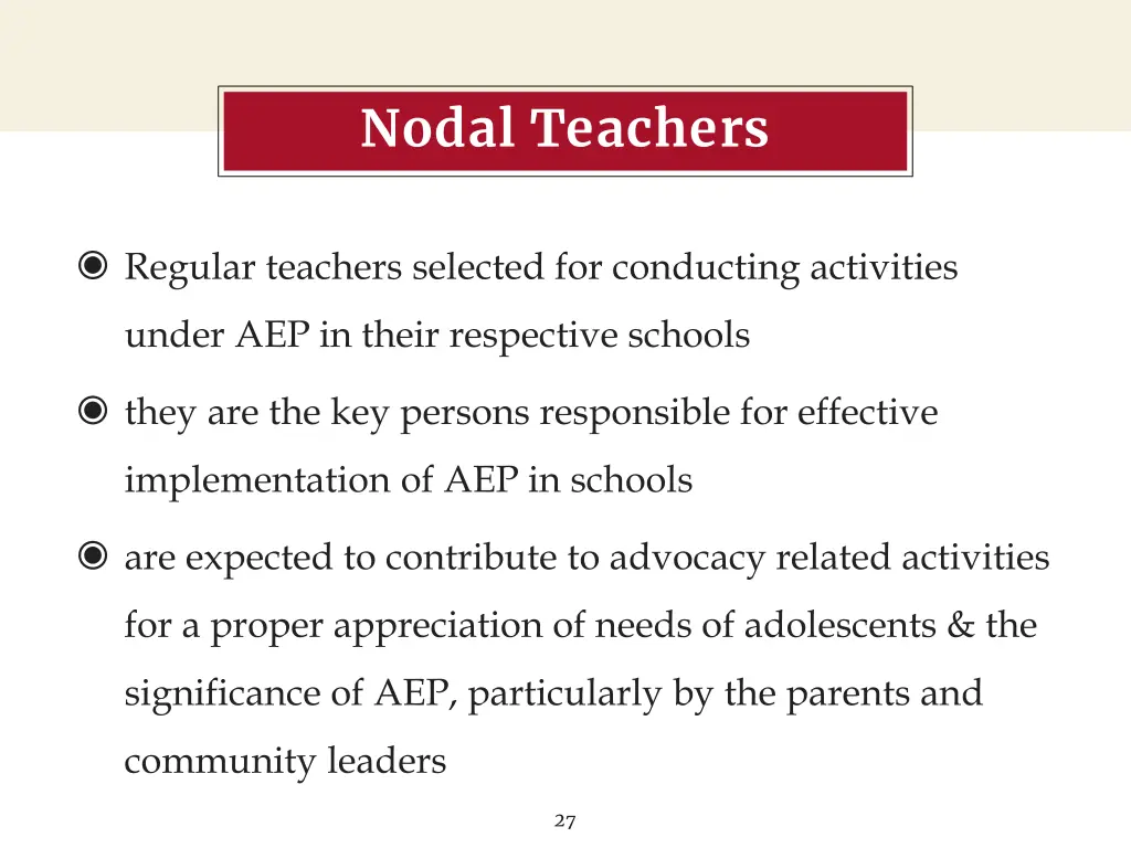 nodal teachers