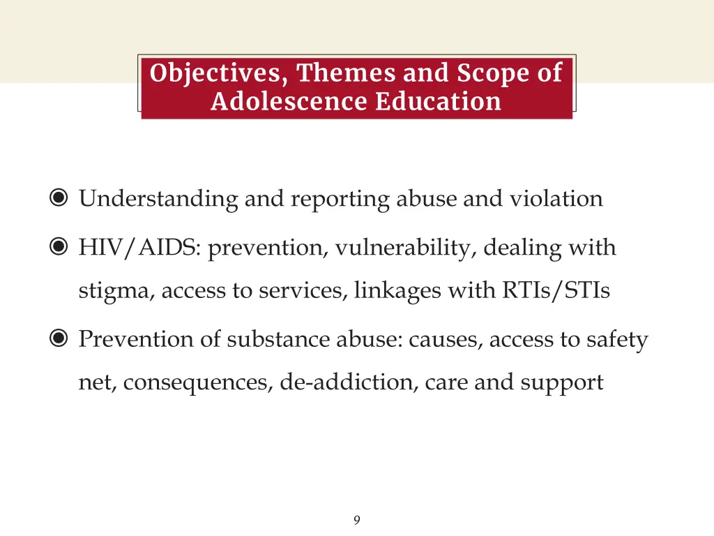 objectives themes and scope of adolescence 2