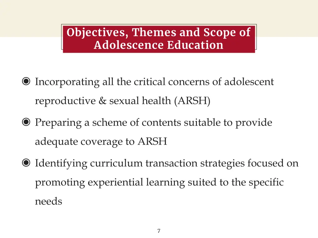 objectives themes and scope of adolescence