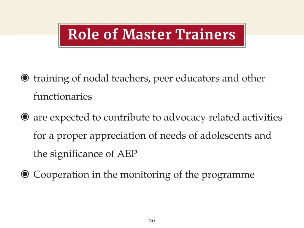 role of master trainers