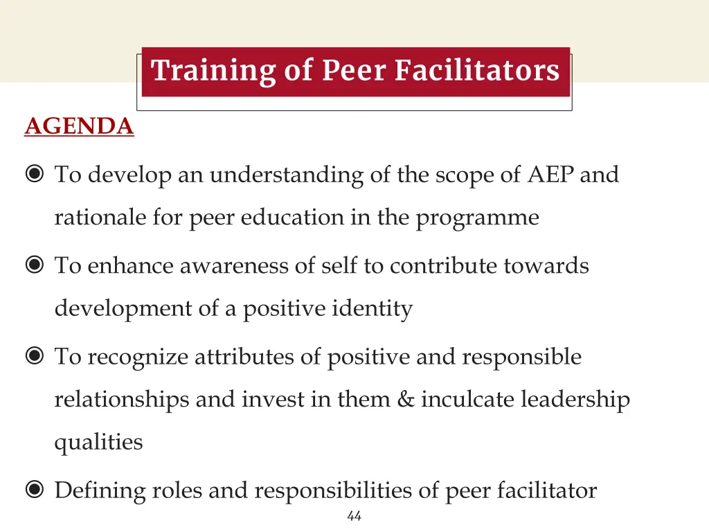 training of peer facilitators 1