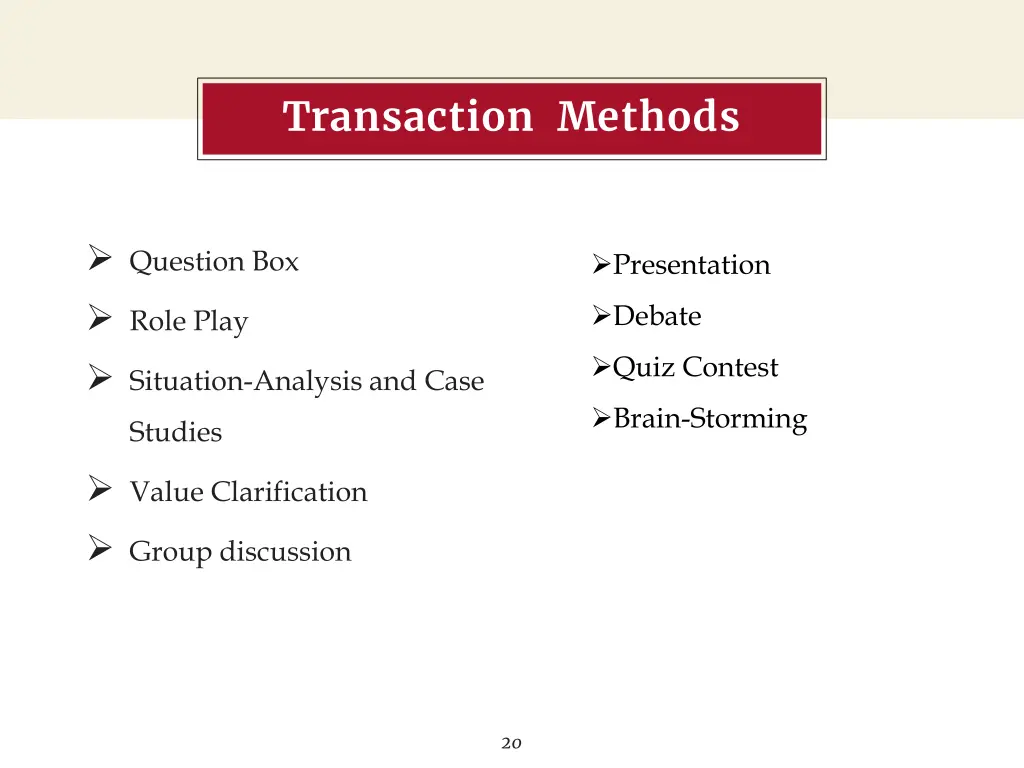 transaction methods