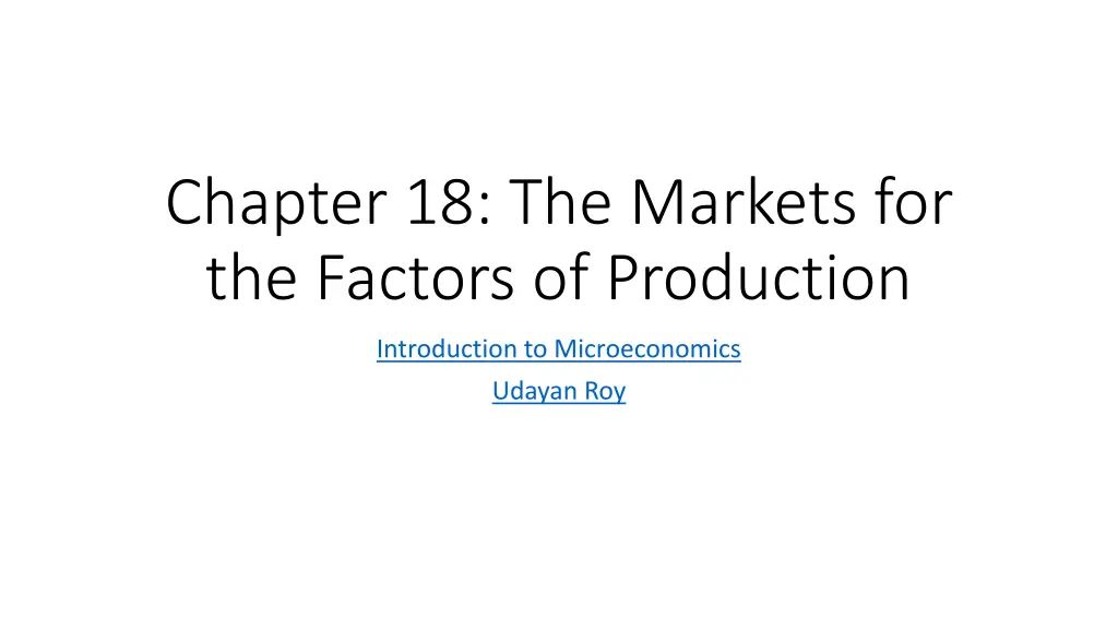 chapter 18 the markets for the factors