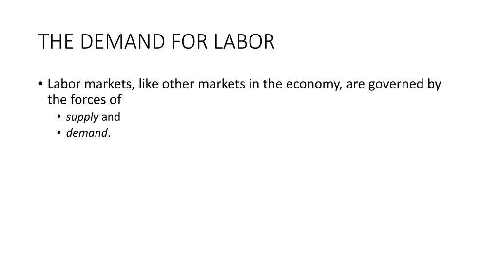 the demand for labor