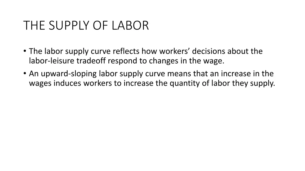 the supply of labor