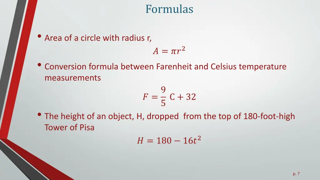 formulas 1