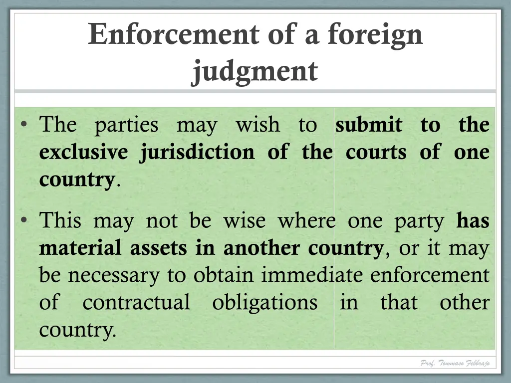 enforcement of a foreign judgment