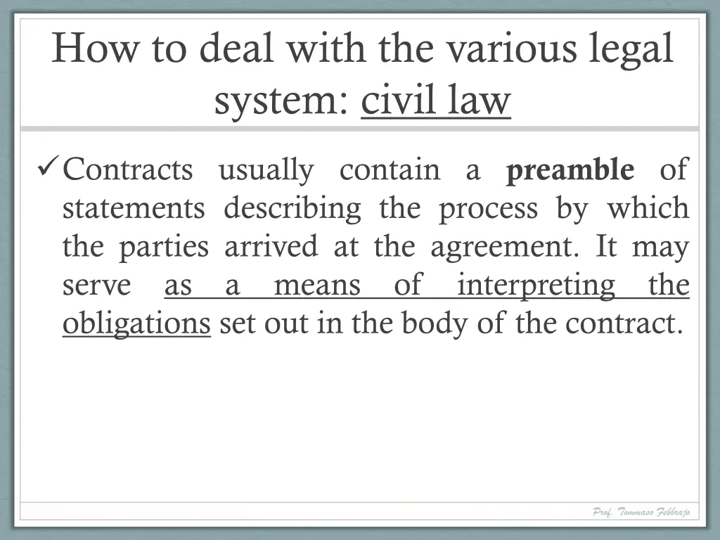 how to deal with the various legal system civil