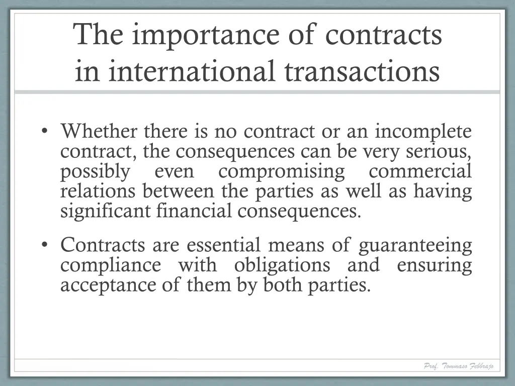 the importance of contracts in international 1