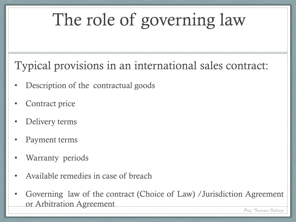 the role of governing law 1