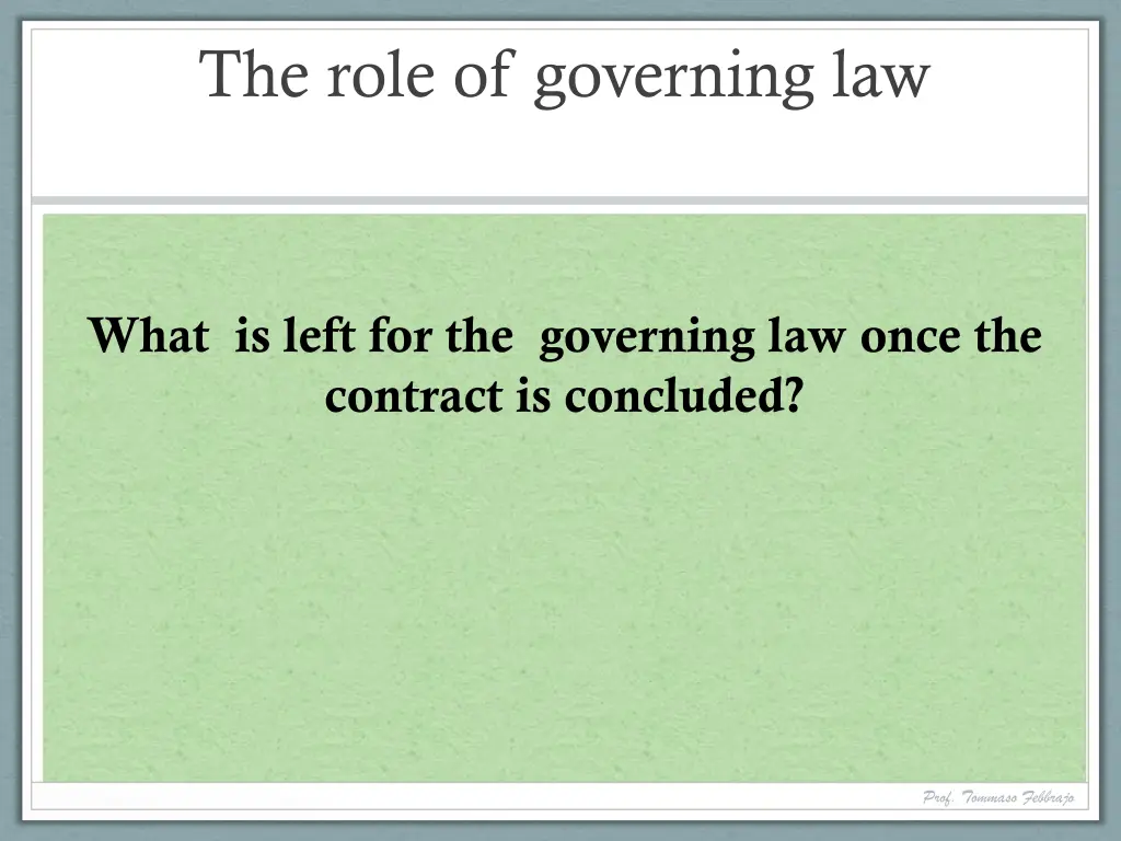 the role of governing law 2