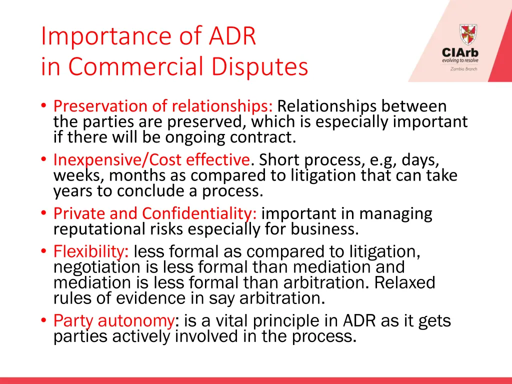 importance of adr in commercial disputes