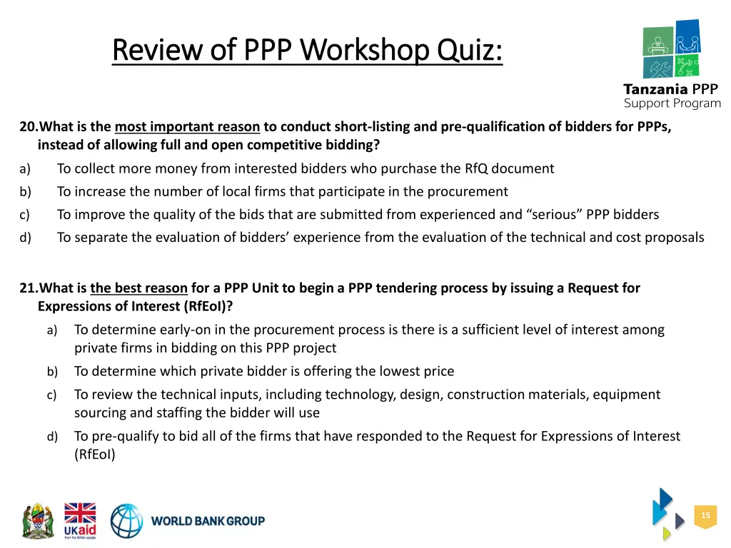 review of ppp workshop quiz review 5