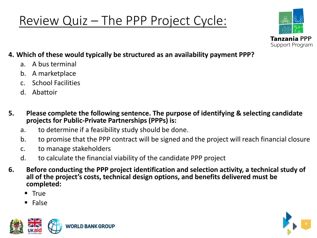 review quiz the ppp project cycle