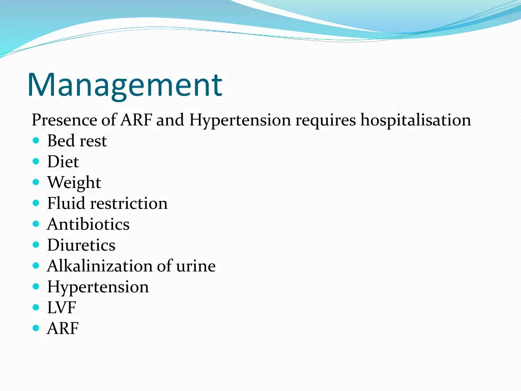 management presence of arf and hypertension