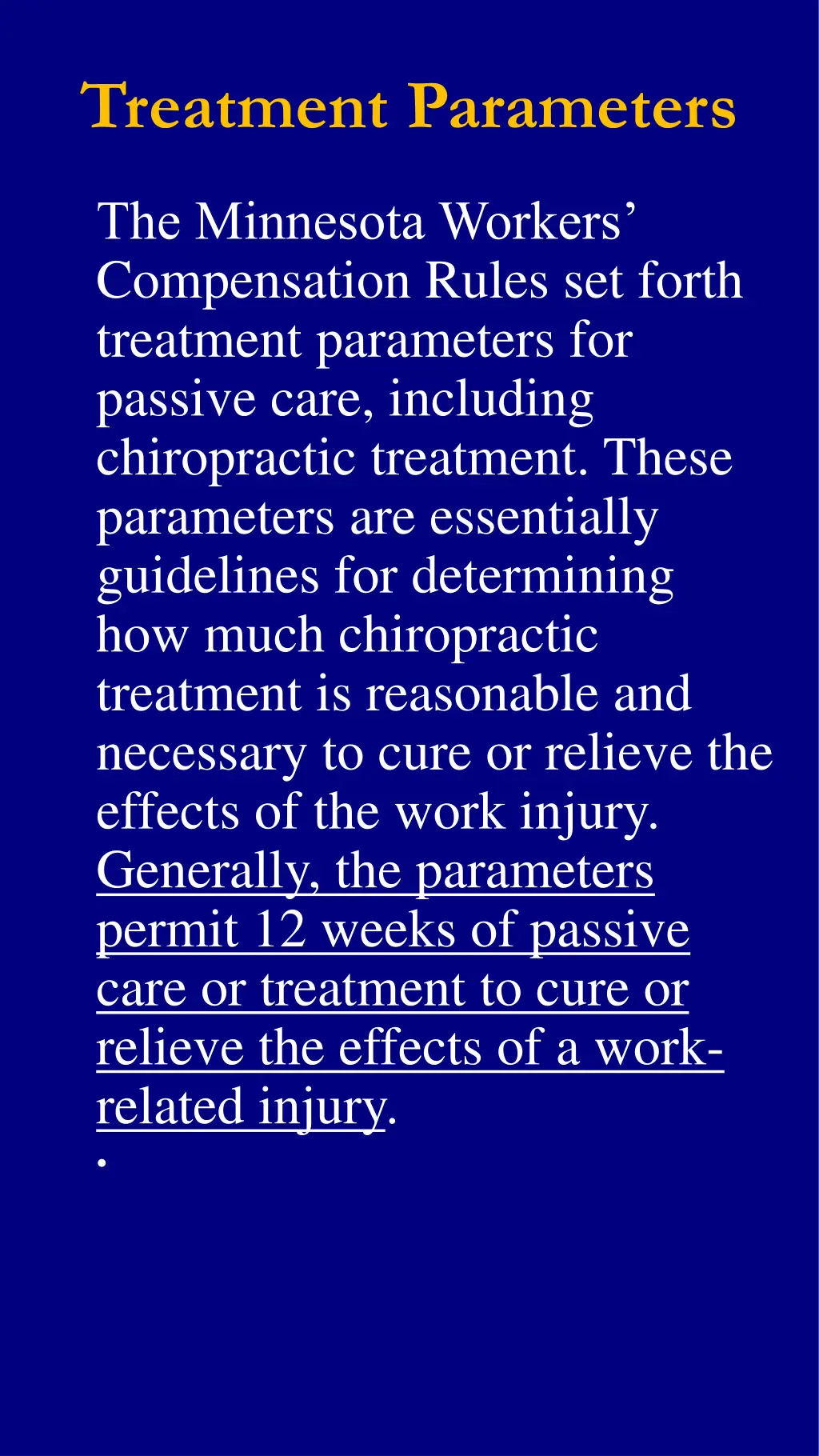 treatment parameters