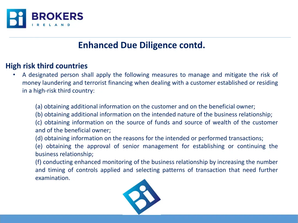 enhanced due diligence contd