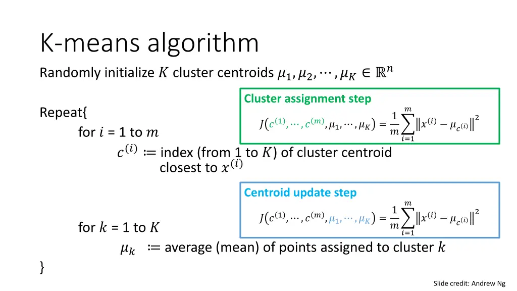 k means algorithm randomly initialize cluster