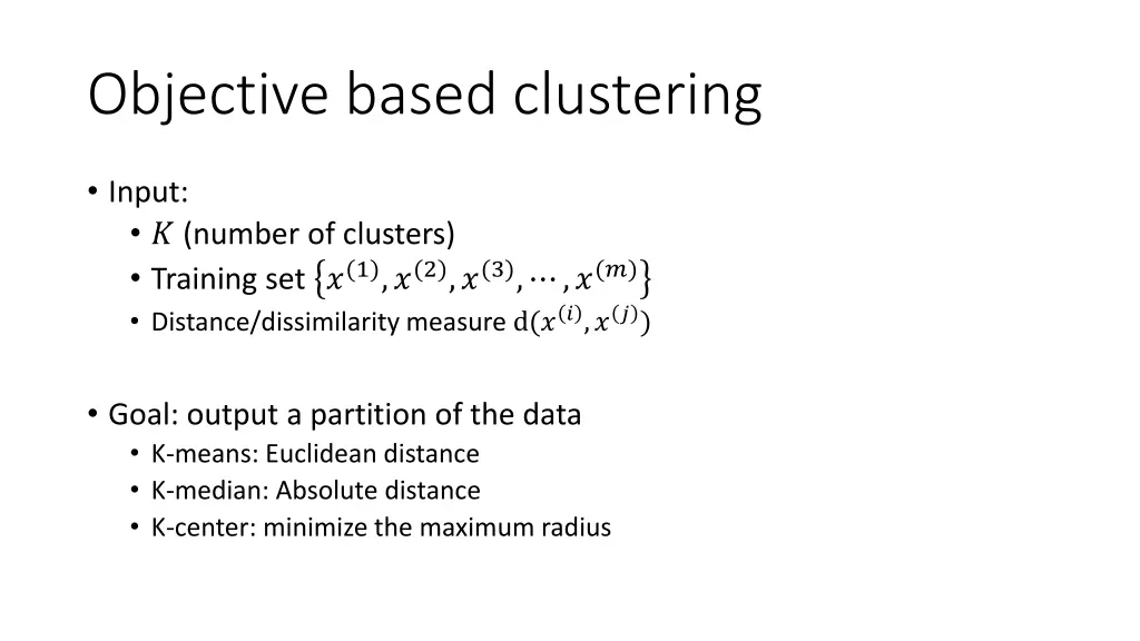 objective based clustering