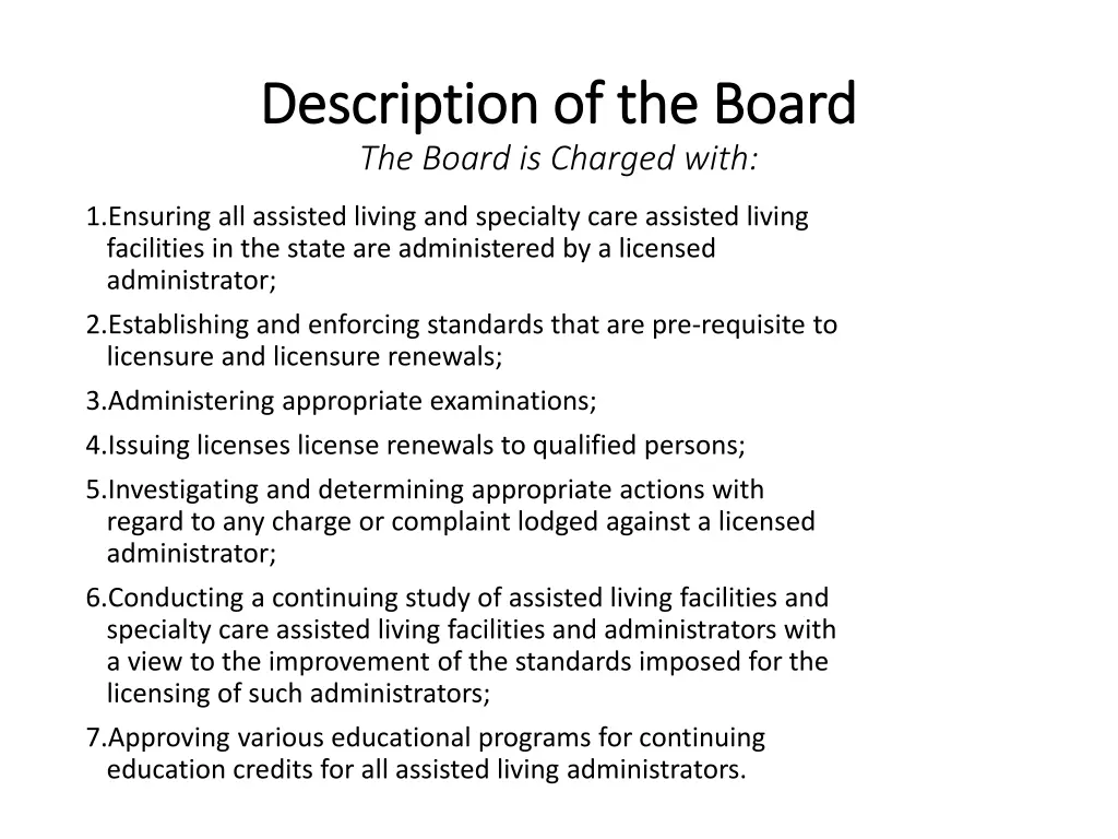 description of the board description of the board