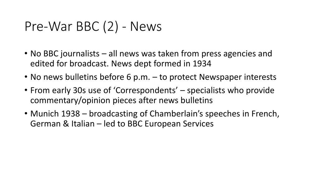 pre war bbc 2 news