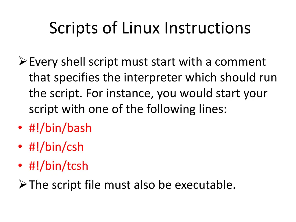 scripts of linux instructions