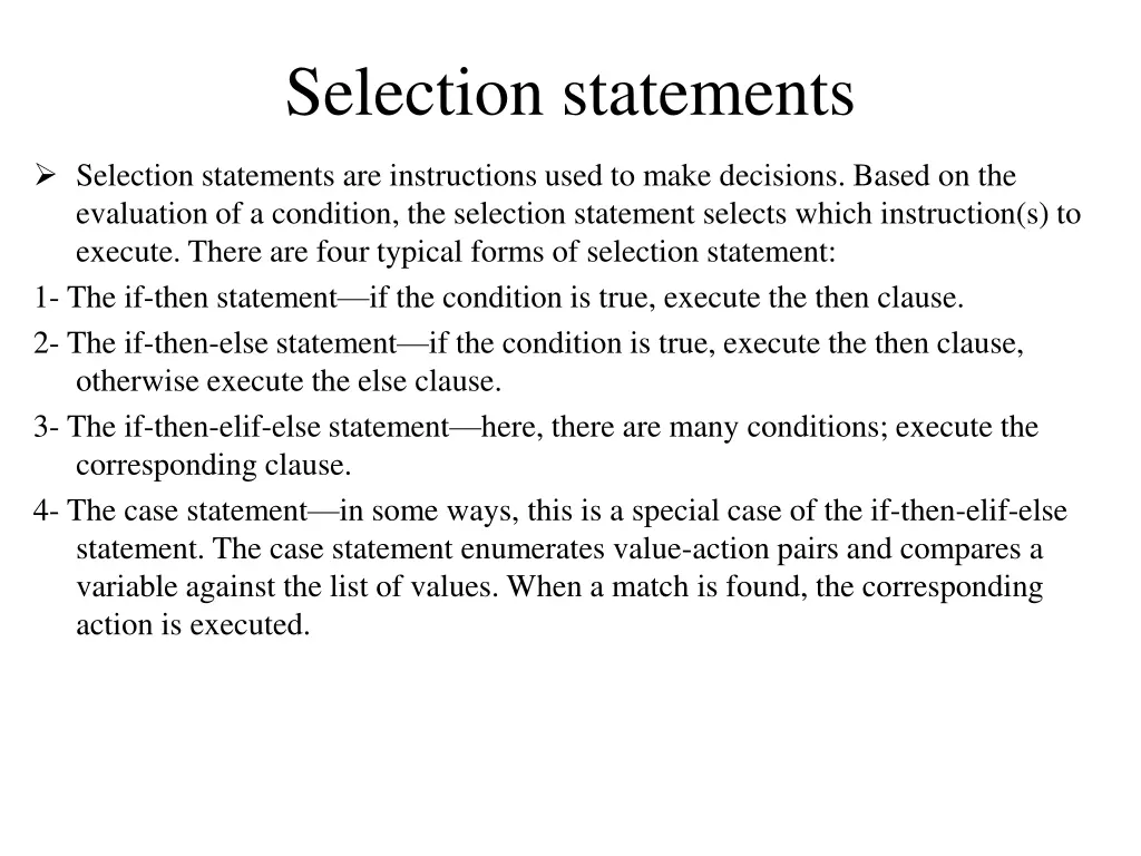 selection statements