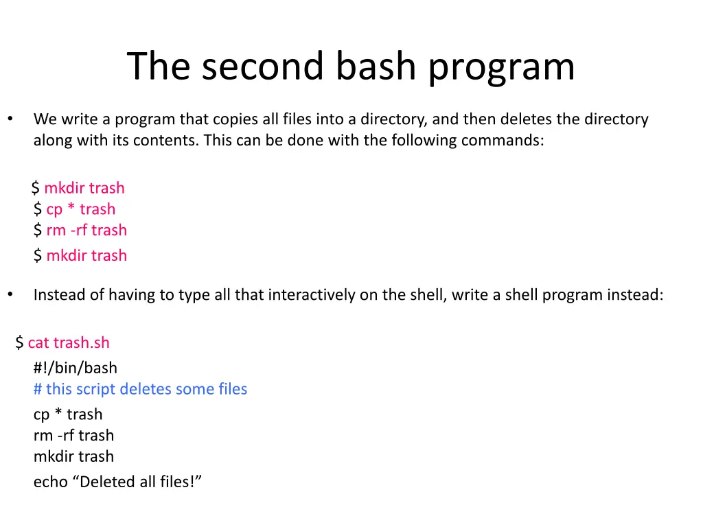 the second bash program