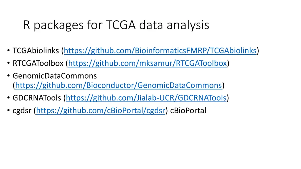 r packages for tcga data analysis