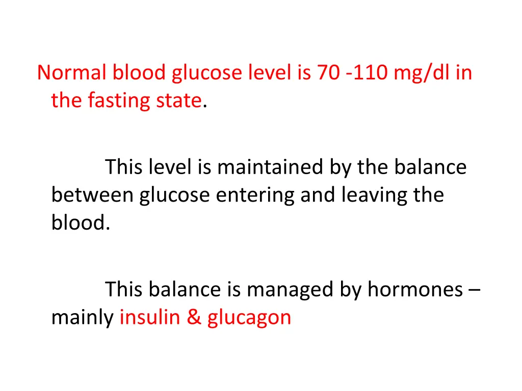 normal blood glucose level