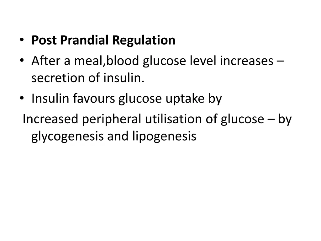 post prandial regulation after a meal blood