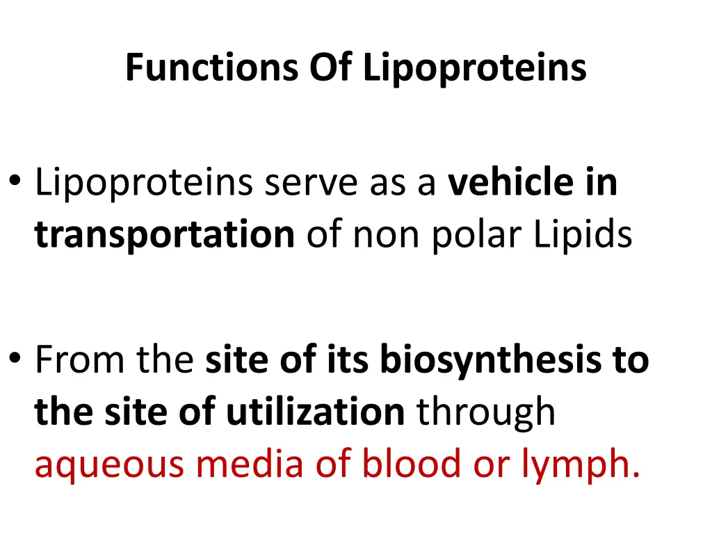 functions of lipoproteins