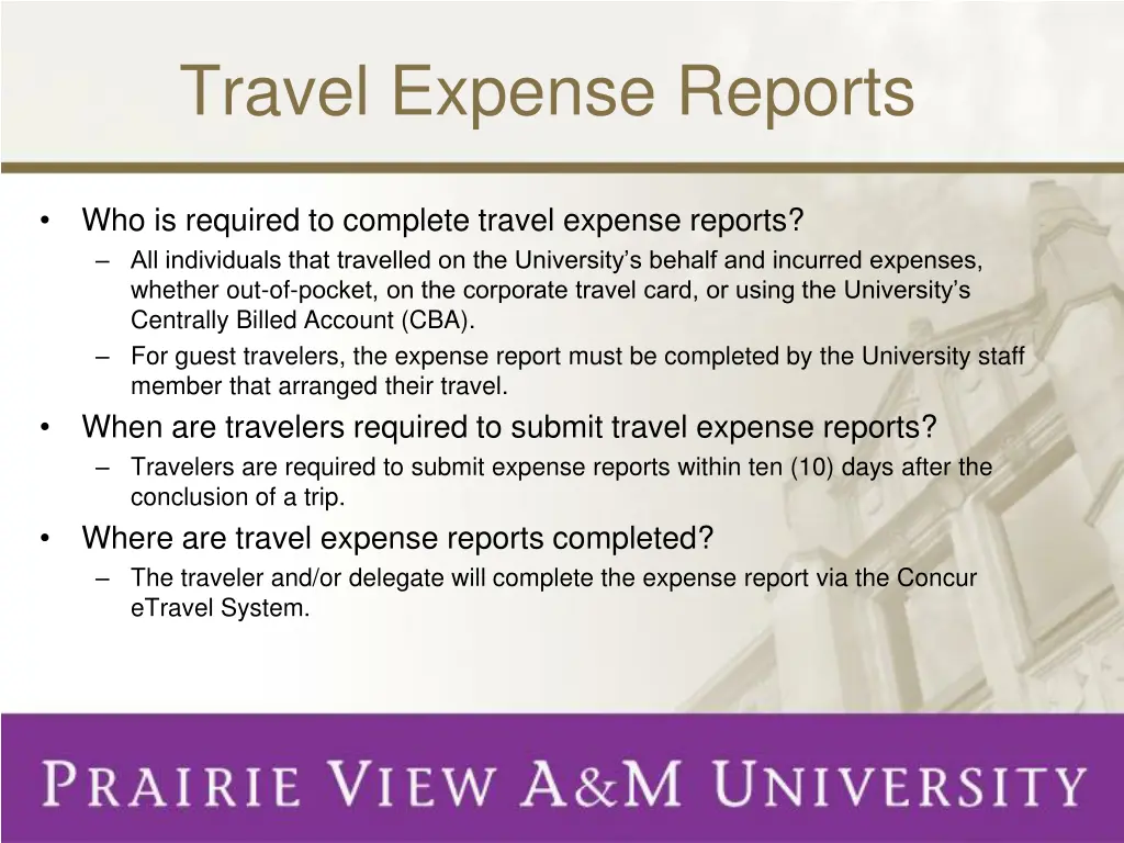 travel expense reports