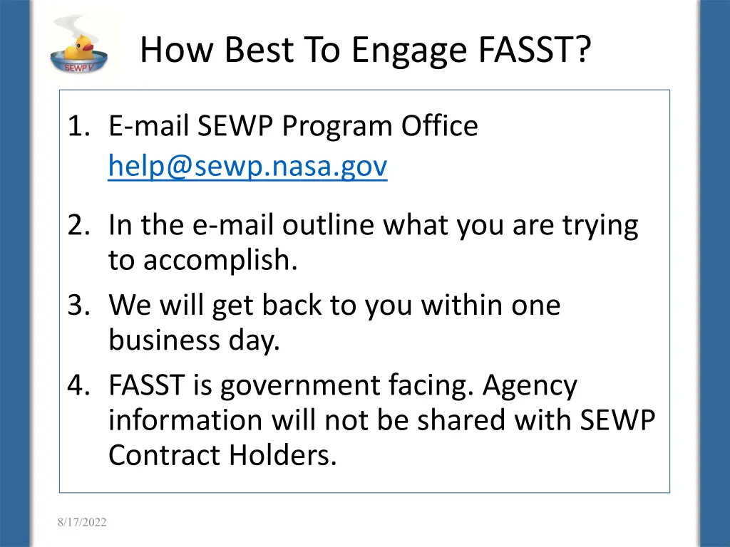 how best to engage fasst