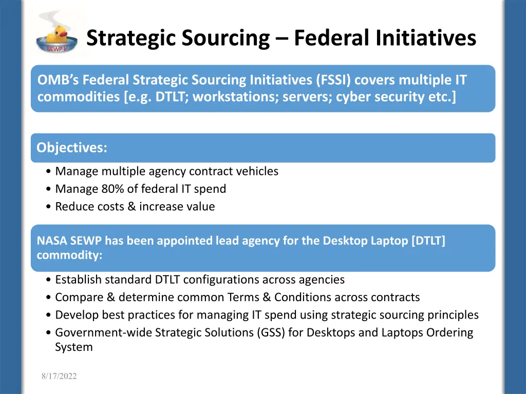 strategic sourcing federal initiatives