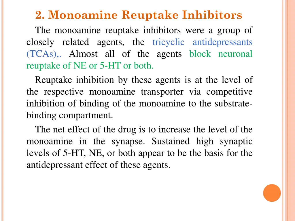 2 monoamine reuptake inhibitors the monoamine