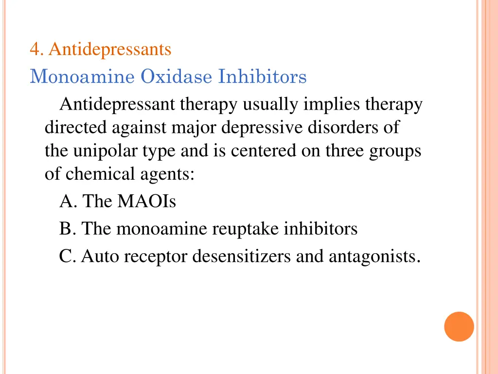 4 antidepressants monoamine oxidase inhibitors