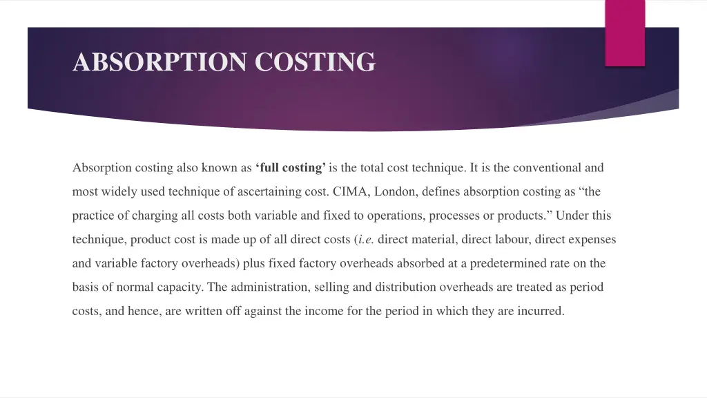 absorption costing