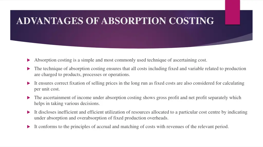 advantages of absorption costing