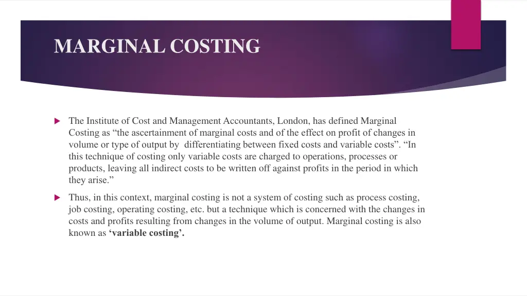 marginal costing