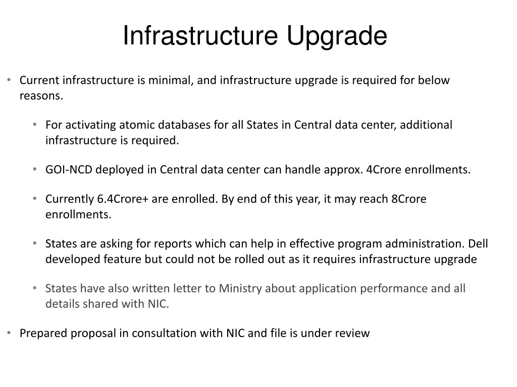 infrastructure upgrade