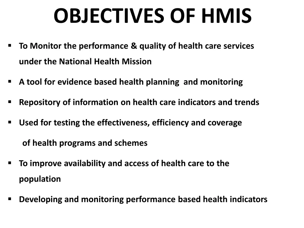 objectives of hmis