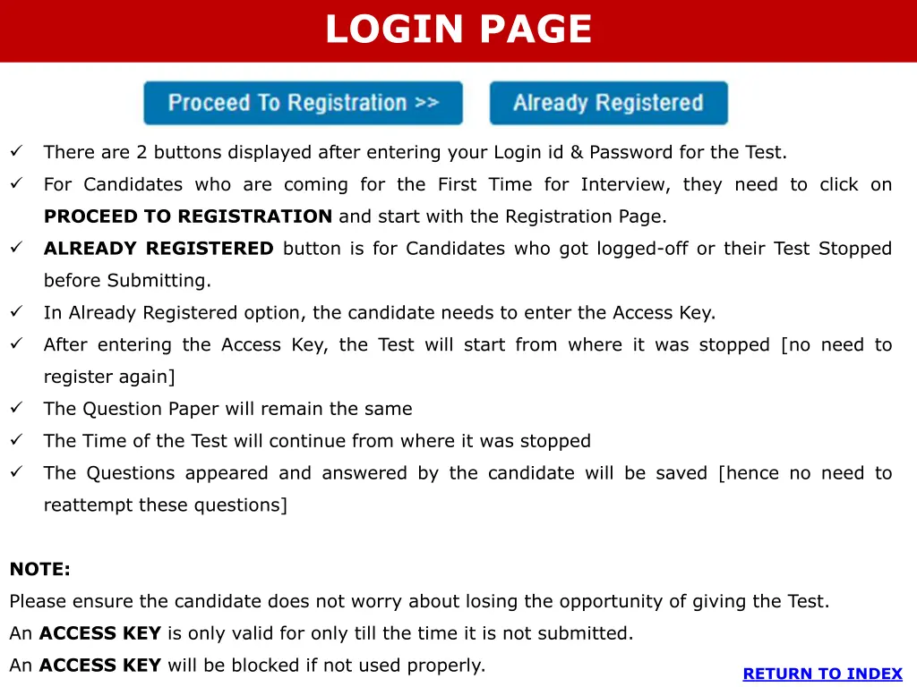 login page